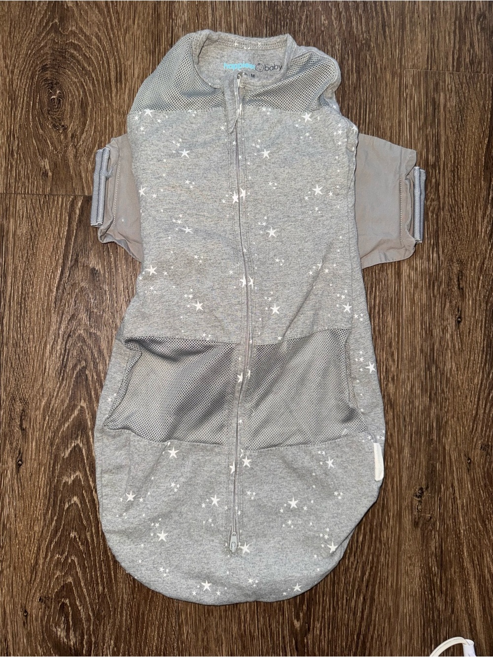 Happiest Baby Snoo Gray Star-Print Baby Sleep Sack - Zip Front Swaddle (Medium)